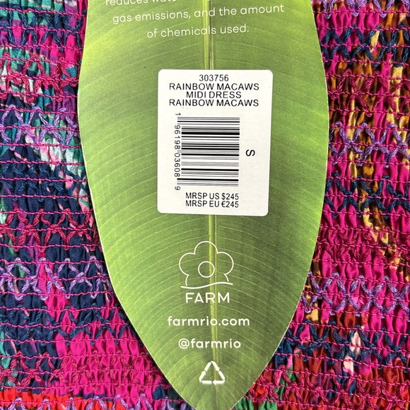 NWT Farm Rio rainbow macaws midi dress sz sm - Picture 7 of 11